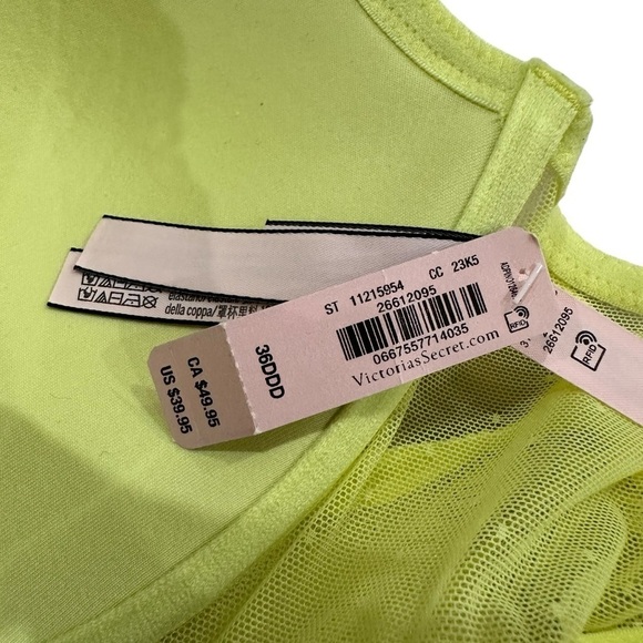 Victoria’s Secret The sexy tee 36DDD Lightly padded Bra Yellow Lace Floral - Picture 8 of 9